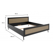 Letto King size Nero opaco con dettagli Oro