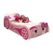 Letto per bambine design macchina, finitura Rosa laccato