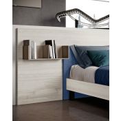 Letto matrimoniale moderno bianco altea con inserto tessuto azzurro