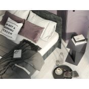 Letto matrimoniale bicolor, finitura Metal grey e Canapa