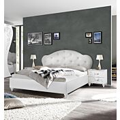 Letto contenitore matrimoniale con testata imbottita in finitura Bianco 