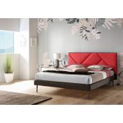 Letto matrimoniale king size Wolverine in ecopelle Rubino e Carbone