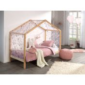 Letto singolo montessoriano casetta in pino massello, finitura naturale