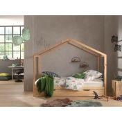 Letto singolo montessoriano casetta in pino massello, finitura naturale