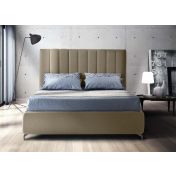 Letto moderno matrimoniale in tessuto, finitura Bronzo