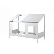 Letto montessoriano bambini moderno, design a casetta, finitura Bianco laccato