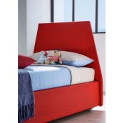 Letto singolo Peak Moretti Compact in ecopelle rosso Rubino con ruote