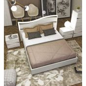 Camera da letto completa, finitura Olmo Bianco con dettagli Grigio Fango