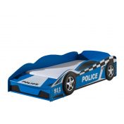 Lettino auto polizia per bambini, blu laccato