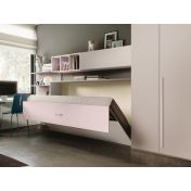 Pratico Letto singolo trasformabile finitura Grigio seta e Rosa confetto, Made in Italy 