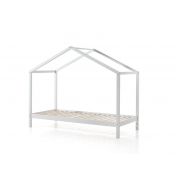 Letto montessoriano bambini design a casetta, Bianco laccato