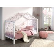 Letto montessoriano bambini design a casetta, Bianco laccato