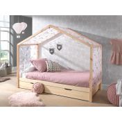 Letto montessoriano bambini design a casetta, Bianco laccato