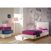 Letto singolo Ginger Moretti Compact con cuscino nella testata, Cotone e Lampone