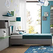 letto singolo contenitore grigio