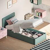 letto singolo contenitore verde