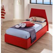 Letto singolo Peak Moretti Compact in ecopelle rosso Rubino con ruote