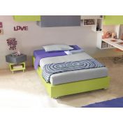 Letto sommier 140x200 con ruote Moretti Compact, finitura Verde cedro