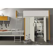 Letto soppalco con cabina e secondo letto, finitura Rovere dorian e Albicocca