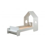 Letto singolo design casetta per bambini, bianco laccato