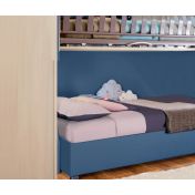 Letto piazza e mezza sommier con ruote, finitura Blu navy