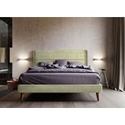 Letto matrimoniale king size con piedini, testata retrofinita Verde