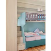 Letto singolo sommier 80x200 con ruote Moretti Compact, finitura Pavone