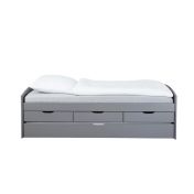 Letto con secondo letto estraibile con ruote e 3 cassetti, colore grigio