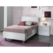 Letto singolo di design, con finitura in bianco frassinato