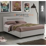 Letto matrimoniale con contenitore, ecopelle color Piuma Bianco