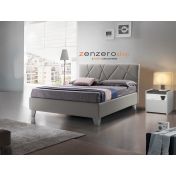 Letto matrimoniale Tarazed con contenitore in ecopelle in finitura grigio fumo