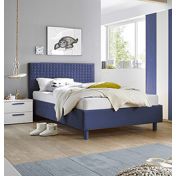 Cameretta moderna con letto imbottito e armadio vertigo blu H.230