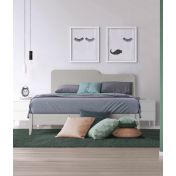 Letto matrimoniale Folder con testata in legno, finitura Grigio Dorian