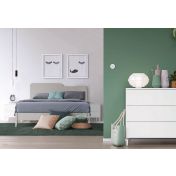 Letto matrimoniale Folder con testata in legno, finitura Grigio Dorian