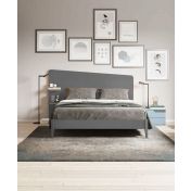 Letto matrimoniale Edge Plus con testata in legno, finitura Grigio Titanio