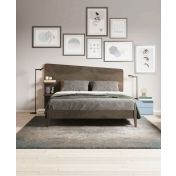 Letto matrimoniale  moderno Edge Plus con testata in legno, finitura Fusion