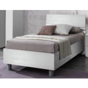 Letto singolo di design, con finitura in bianco frassinato