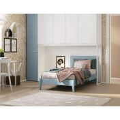 Letto singolo Banner con testata in legno, finitura Cenere