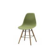 Sedia di Design Verde con gambe in Legno, seduta in pvc