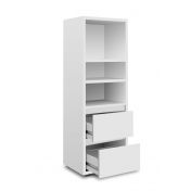 Conveniente Libreria salvaspazio con 2 cassetti, finitura Bianco opaco