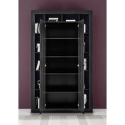 Salotto di design composto da porta TV e libreria colonna 2 ante, finitura Nero frassinato