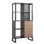 Libreria di design in stile nordico in finitura antracite e bamboo