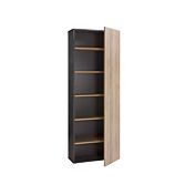 Libreria Point con 1 anta e 5 ripiani in finitura ossido e rovere