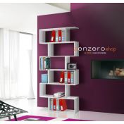 Libreria verticale, colore bianco lucido, 6 ripiani, made in Italy