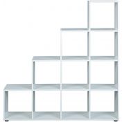 Libreria dieci vani quadrati a scala / bianco