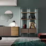 libreria muro con cassetti
