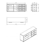 Porta tv 3 cassetti 1 anta, finitura Grigio grafite e Rovere