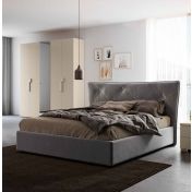 Letto matrimoniale Aquilone con rete contenitore, in ecopelle color Antracite