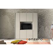 Armadio di design, 2 ante battenti, finitura grigio seta e giallo grano