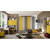 Cameretta bambini scontata, finitura Olmo, Giallo cedro e Grigio cenere